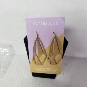 Revolve Peter & June "Gem" Geometric Raw Brass Chandelier Dangle Earrings